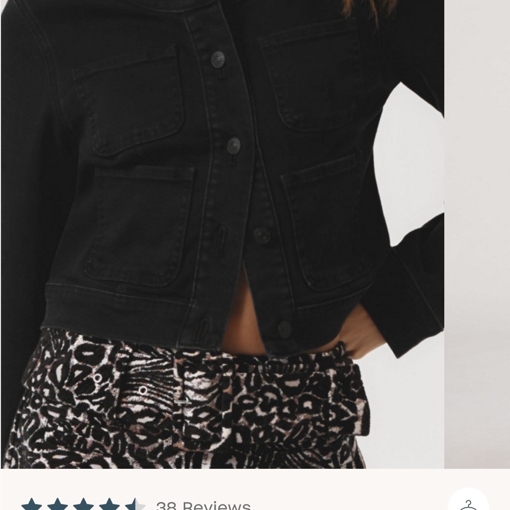 NWT Anthropologie Maeve Cora patch pocket black denim jacket size large - Picture 3 of 5